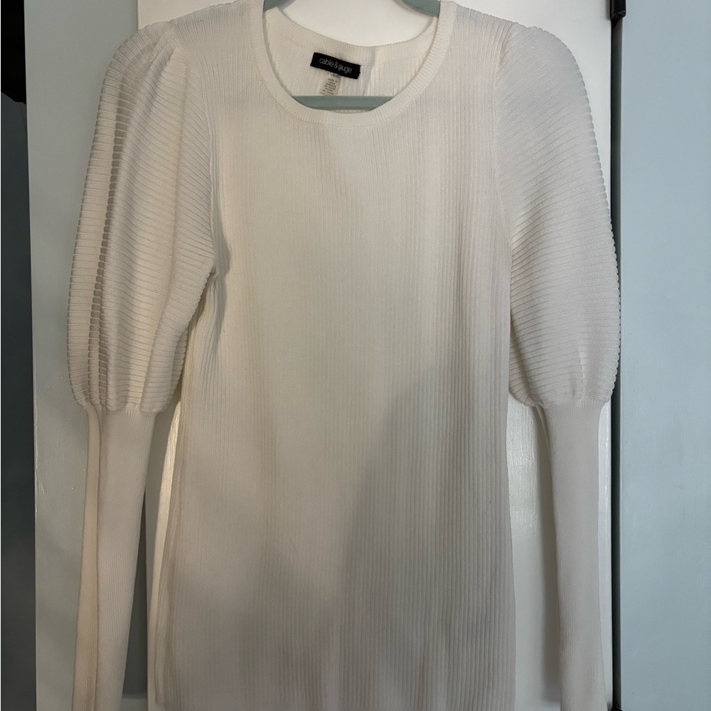 Cable & Gauge White Ribbed Top